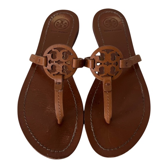 Tory Burch Leather Mini Miller Gabriel Sandals Brown Size 6.5 - Picture 2 of 11